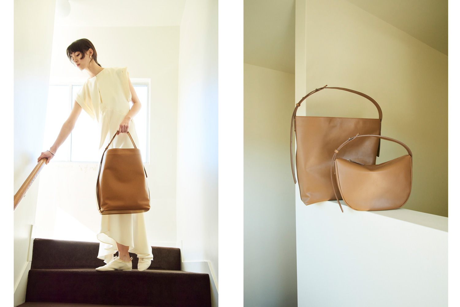 アトロー」シリーズに新作トートバッグと数量限定色「キャラメル」が
